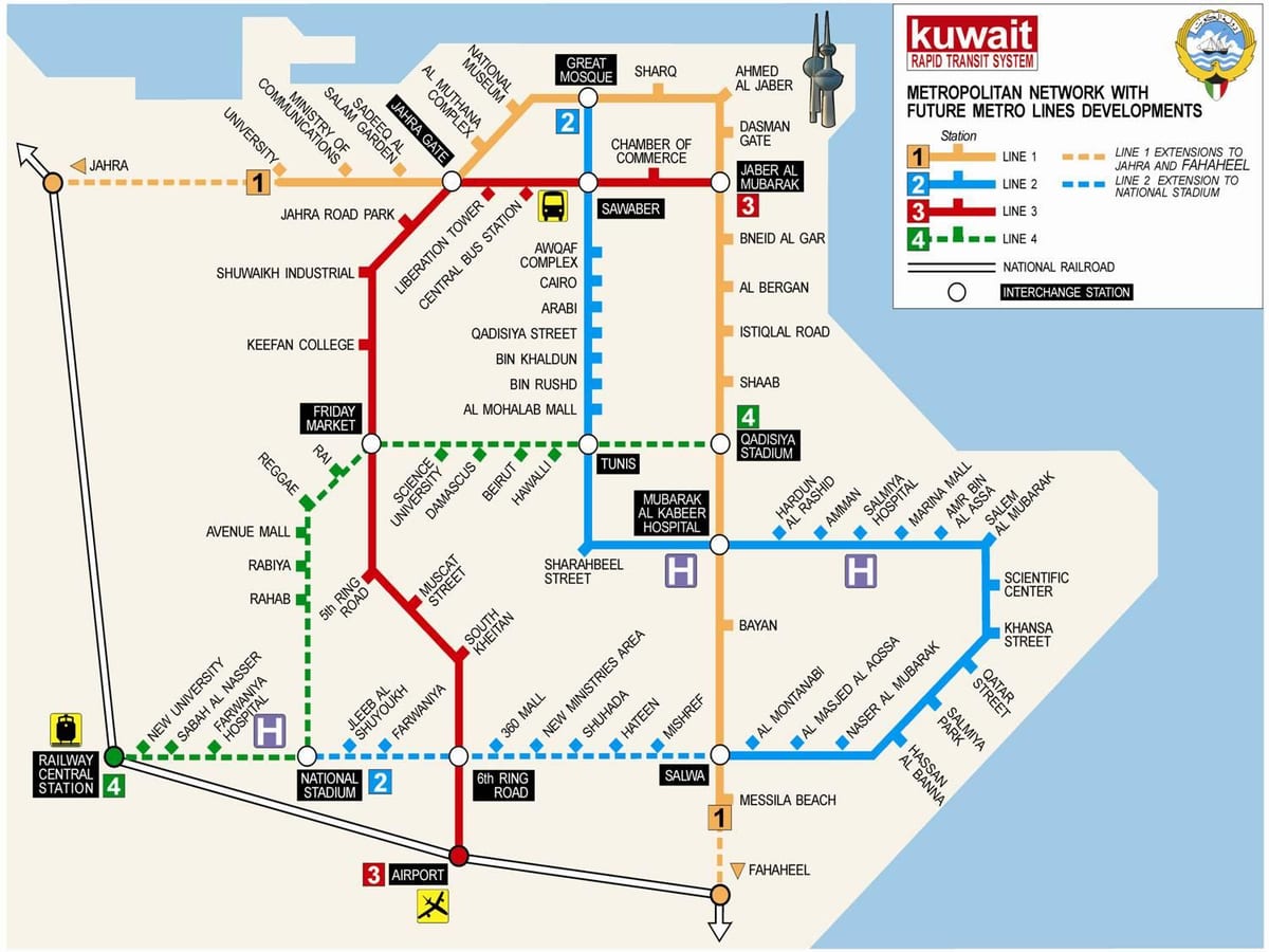 ramani ya kuwait metro